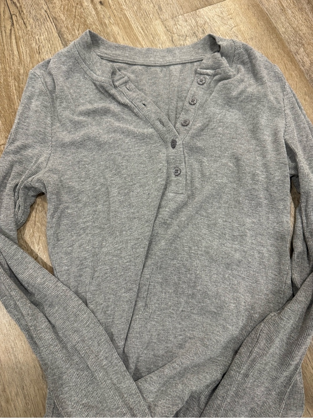 Women's Grey Ribbed Henley tshirt